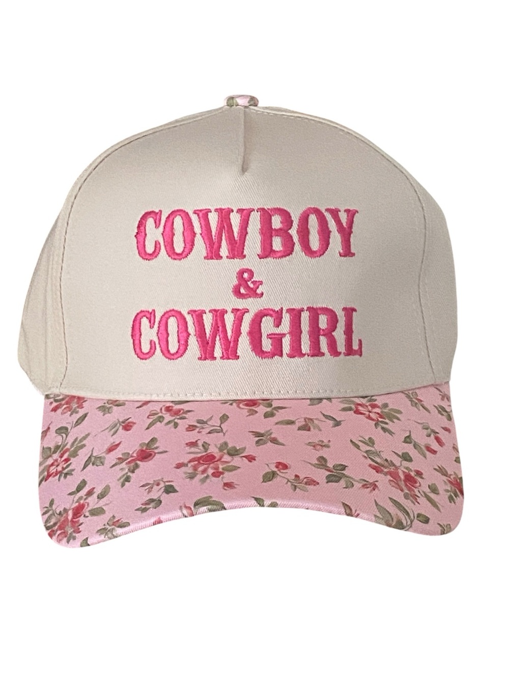 Cowboy & Cowgirl Pink Floral Brim Trucker Hat Boutique Cap Adjustable New Trendy